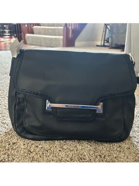 Coach Black Leather Shoulder Bag with Silver-Tone Accent